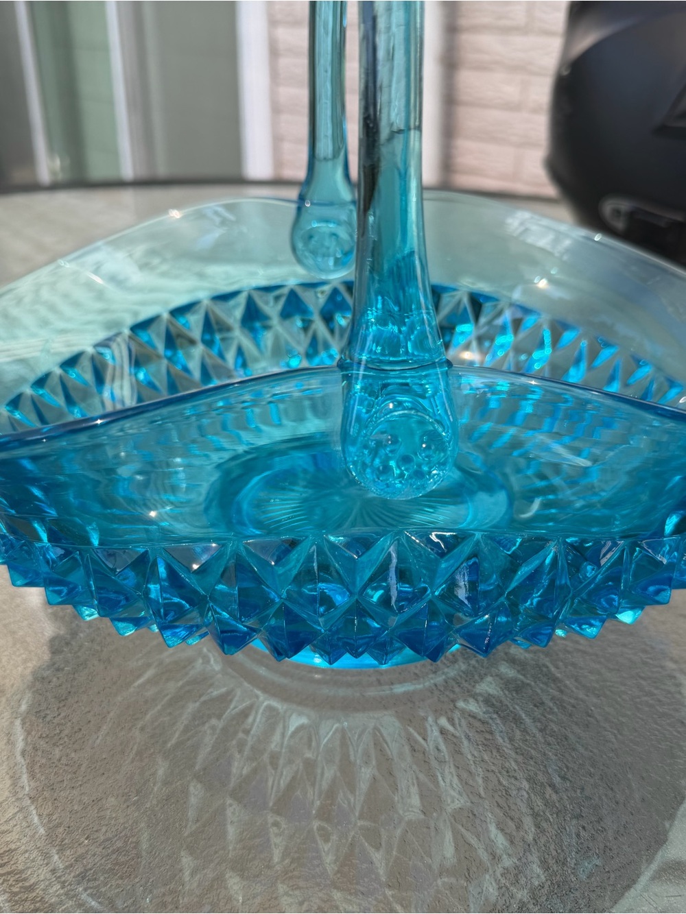 Vintage Blue Glass Basket